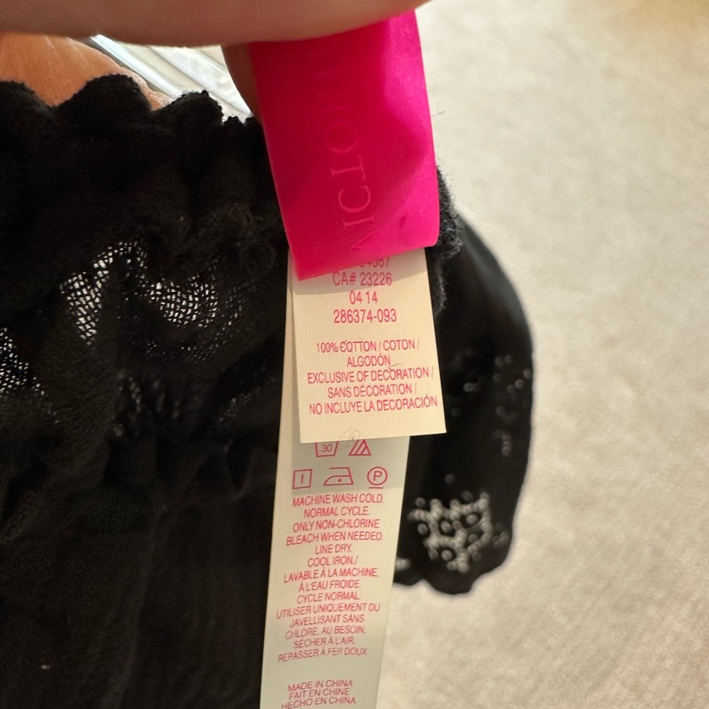 Victoria Secret Black Cotton Coverup with Elastic Cinch Waste NWOT size M - Picture 4 of 6